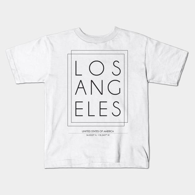 Los Angeles city Minimal Typography 2 Kids T-Shirt by StudioGrafiikka